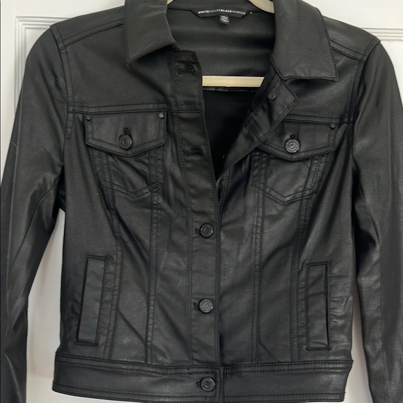 Women's Black Coated Jacket, WHBM - Picture 2 of 7